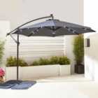 Neo 3M Grey Outdoor Freestanding Parasol with LED Lights With Water Base