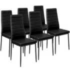 Tectake 6 Dining Chairs - Synthetic Leather Black