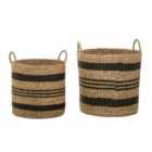 Black Stripes Seagrass Baskets