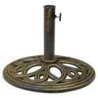 Charles Bentley Cast Iron Round Garden Parasol Base - Bronze