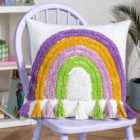 Heya Home Rainbow Tassels Polyester Filled Cushion Multicolour