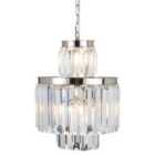 Premier Housewares Kensington Townhouse Pendant Light in Chrome with Crystals - 6 Bulbs