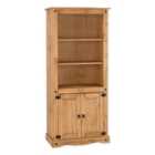 Seconique Corona 2 Door Display Unit/Bookcase - Distressed Waxed Pine