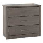 Seconique Lisbon 3 Drawer Chest - Black Wood Grain