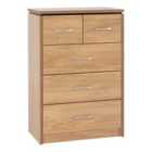 Seconique Charles 3+2 Drawer Chest - Oak Effect Veneer