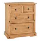 Seconique Corona 2+2 Drawer Chest - Distressed Waxed Pine
