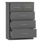 Seconique Nevada 3+2 Drawer Chest - 3D Effect Grey