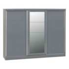 Seconique Nevada 3 Door Slider Wardrobe - Grey Gloss