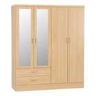 Seconique Nevada 4 Door 2 Drawer Wardrobe - Sonoma Oak Effect
