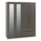 Seconique Lisbon 4 Door Wardrobe - Black Wood Grain