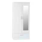 Seconique Nevada Mirrored 2 Door Wardrobe - White Gloss