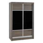 Seconique Lisbon Slider Wardrobe - Black Wood Grain