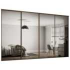 Spacepro Heritage 4 Wardrobe Door Kit Carini Walnut Framed- 4x 1 Panel Mirror