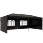 Outsunny 6 x 3 m Party Tent Gazebo with Windows and Side Panels - Black