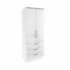 ARTE- N Optima 2 Door Wardrobe With Drawers- White Matt/ White Gloss