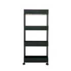 Living and Home 4 Tiers Shelf Trolley Cart Storage Rack For Kitchen Bathroom -black