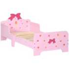 ZONEKIZ Kids Toddler Bed with Cute Patterns Safety Rails - Pink