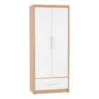Seconique Seville 2 Door 1 Drawer Wardrobe White/Oak Effect