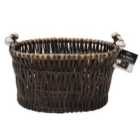 JVL Dark Vertical Weave Log Basket - Brown