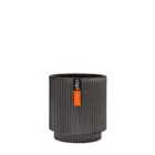 Vase Cylinder Groove 15X17Cm Black Planter Pot