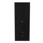 Ready Assembled Hirato 2 Door 2 Drawer Wardrobe Black
