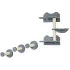 PawHut Cat Shelf with Scratching Post, Wall-Mounted Cat Tree for Indoor Cat - Grey