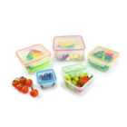 Locknlock 5Pce Container Set - Square & Nestable With Col Seals 2.1Lt/1.3Lt/820Ml/430Ml/180Ml