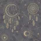 Holden Decor Dreamcatcher Black & Gold Wallpaper - 10.05m x 53cm