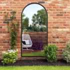 The Arcus - Black Metal Framed Arched Garden Wall Mirror 63'' X 31'' (160CM X 80CM)