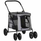 Pawhut One-click Foldable Pet Stroller For Small Pets Grey