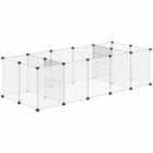 Pawhut Pet Playpen, Diy Small Animal Cage, 18 Panels Portable Metal Wire Yard Fence For Guinea Pigs Hedgehogs, 175 X 70 X 45 cm, White