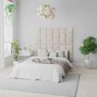 Aspire Easymount Wall Mounted Upholstered Panels Modular Diy Headboard In Mirazzi Velvet Fabric Pearl (pack Of 4)