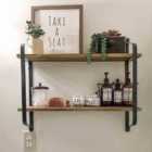 Living and Home 2-tier Wall-mounted Metal Floating Shelf 60X15Cm