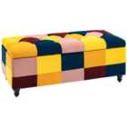 HOMCOM Velvet Storage Ottoman Button-Tufted Footstool Box