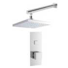 Nuie Concealed Square Thermostatic Push Button Valve & Head Chrome