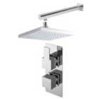 Nuie Concealed Square Thermostatic Twin Valve & Head Chrome