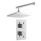 Nuie Concealed Square Thermostatic Twin Valve & Head Chrome