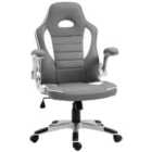 HOMCOM Gaming Chair PU Leather Office Chair Swivel Chair with Tilt Function Grey