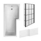 Nuie 1700 Sq Bath, Panel & Black Screen Rh