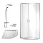 Nuie 900 Chrome Quadrant Tray & Shower Kit Chrome