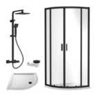 Nuie 900 Black Quadrant Tray & Shower Kit Black