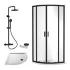 Nuie 900 Black Quadrant Tray & Shower Kit Black