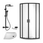 Nuie 800 Black Quadrant Tray & Shower Kit Black