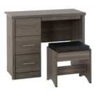 Seconique Lisbon 2Pc Dressing Table Set - Black Wood Grain/Black Pu
