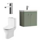 Nuie Core Wall Hung 600Mm Unit Tap & Wc Satin Green