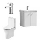 Nuie Core Wall Hung 600Mm Unit Tap & Wc Satin White