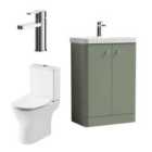 Nuie Core Floor Standing 600Mm Unit Tap & Wc Satin Green