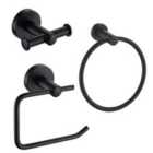 Showerdrape Modernity Black 3Pc Set (double Robe Hook, Toilet Roll Holder, Towel Ring)