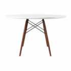 Fusion Living Soho Large White Table With Walnut Wood Legs