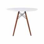 Fusion Living Soho Medium White Table With Walnut Wood Legs